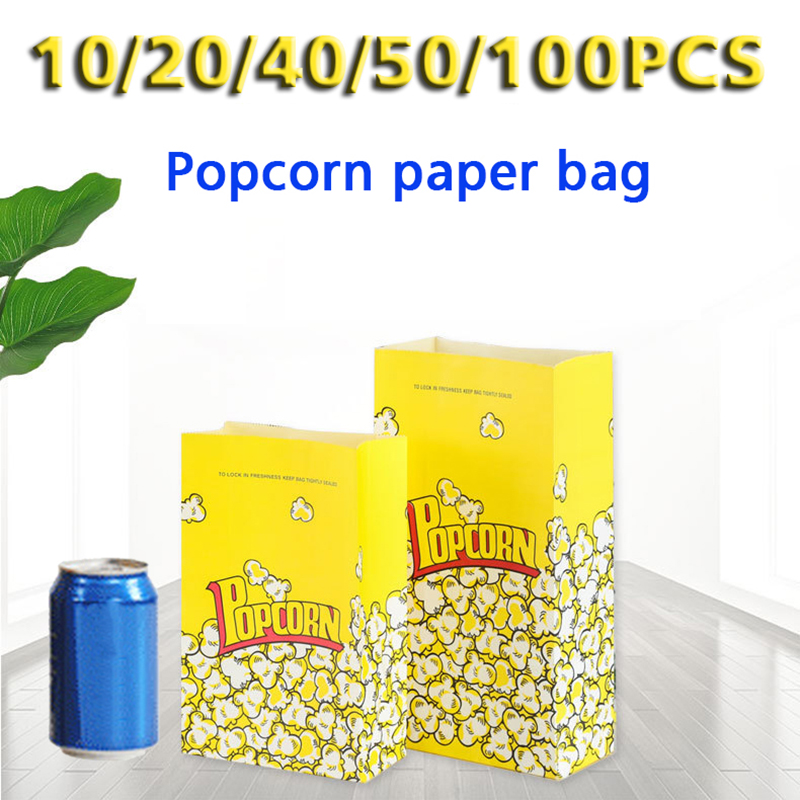 Yellow Food Snacks - 10/20/30/50/100PCS ถุงกระดาษสีเหลืองถุงอาหารสำหรับงานปาร์ตี้วันหยุดการประชุมภาพยนตร์ขนมขบเคี้ยวถุงกระดาษป๊อปคอร์นถุงของขวัญขนม