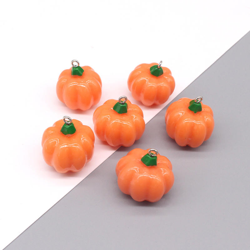 Food Zinc - 10ชิ้น/แพ็ค3D น่ารักมินิฟักทองเรซิ่นเสน่ห์ฮาโลวีนตลก cushaw อาหารจี้สำหรับต่างหูพวงกุญแจ DIY เครื่องประดับทำ