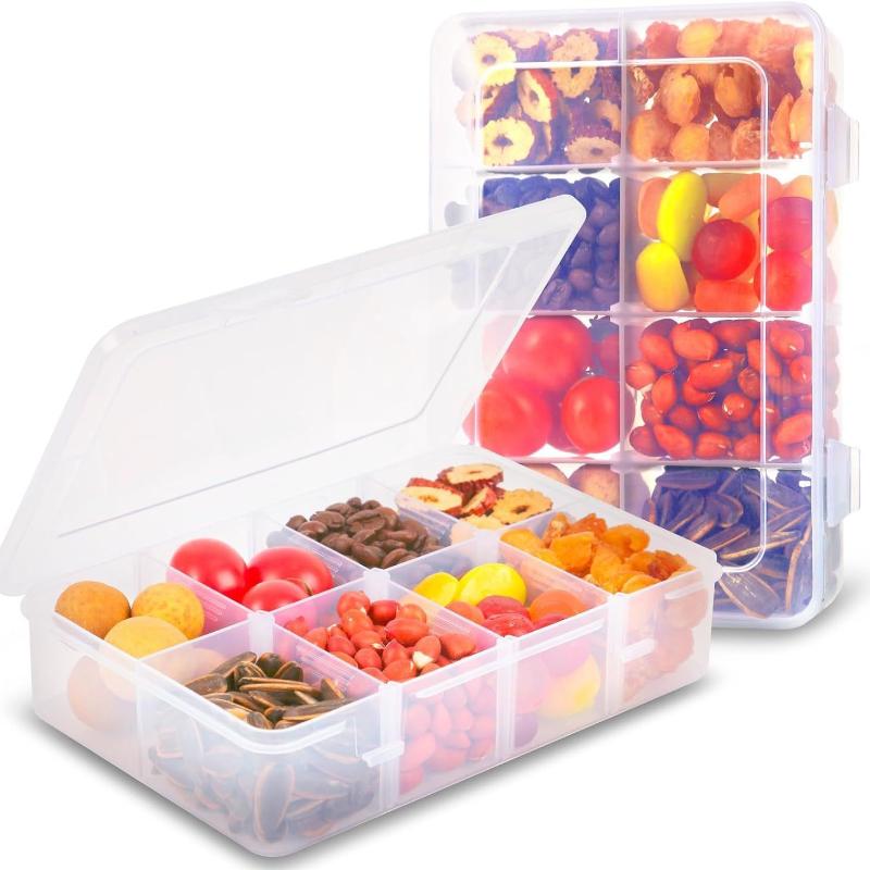 Food Snacks With Iron - 8 ตารางยากล่อง Snackle กล่องคอนเทนเนอร์ความจุกล่องปรับช่องฝาปิดสําหรับขนมเกรดอาหารโปร่งใส
