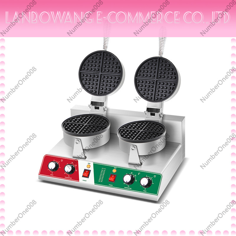Food Snacks With Iron - เครื่องทำวาฟเฟิลแบบหมุน กระทะเคลือบกันติด เครื่องทำเครป สำหรับร้านขายอาหารริมทาง ร้านขนมขบเคี้ยว ร้านอาหาร