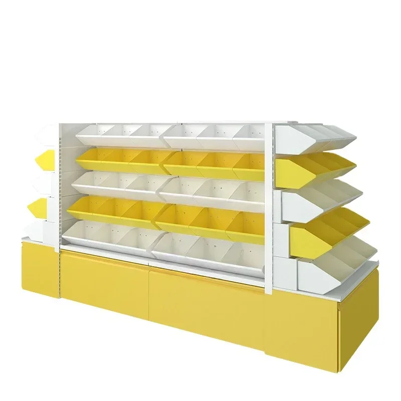 Yellow Food Snacks - ห้างสรรพสินค้าจํานวนมาก Candy ผลไม้แห้งสีเหลืองกล่องขนมตู้แสดงอเนกประสงค์ Non-staple อาหารชั้นวางซูเปอร์มาร์เก็ต