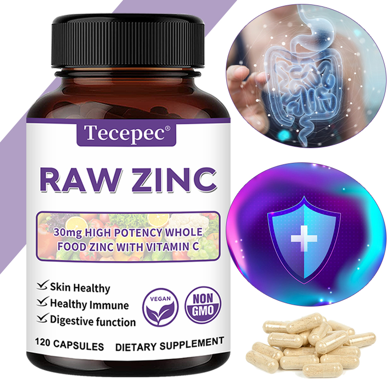 Food Zinc - วิตามินสังกะสี - อาหารเสริมสังกะสีจากธรรมชาติพร้อมวิตามินซี สำหรับผู้ทานมังสวิรัติ เพื่อสุขภาพผิว ภูมิคุ้มกัน