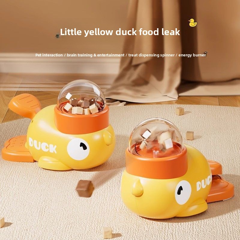 Yellow Food Snacks - ของเล่นแมวรูปเป็ดเหลืองตัวเล็ก ปล่อยอาหาร ของเล่นเสริมสร้างความสนุก แก้เบื่อ ไม้ล่อแมว ของเล่นยิงขนมสำหรับสัตว์เลี้ยง