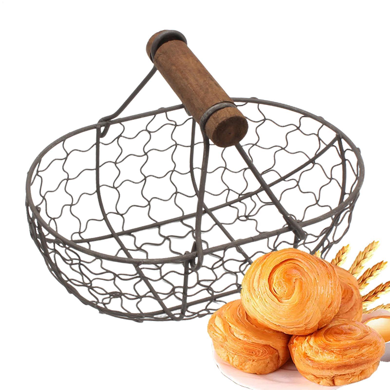 ตะกร้าเหล็กพร้อมหูจับไม้ สำหรั - Food Snacks With Iron บทวิจารณ์และราคา