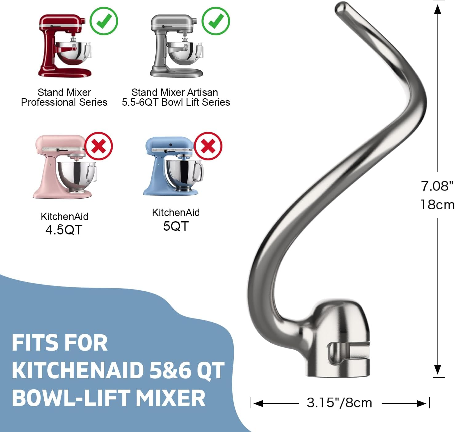 ตะขอตีแป้งสแตนเลสสำหรับเครื่อง - Kitchenaid Mixer Pro 600 บทวิจารณ์และราคา