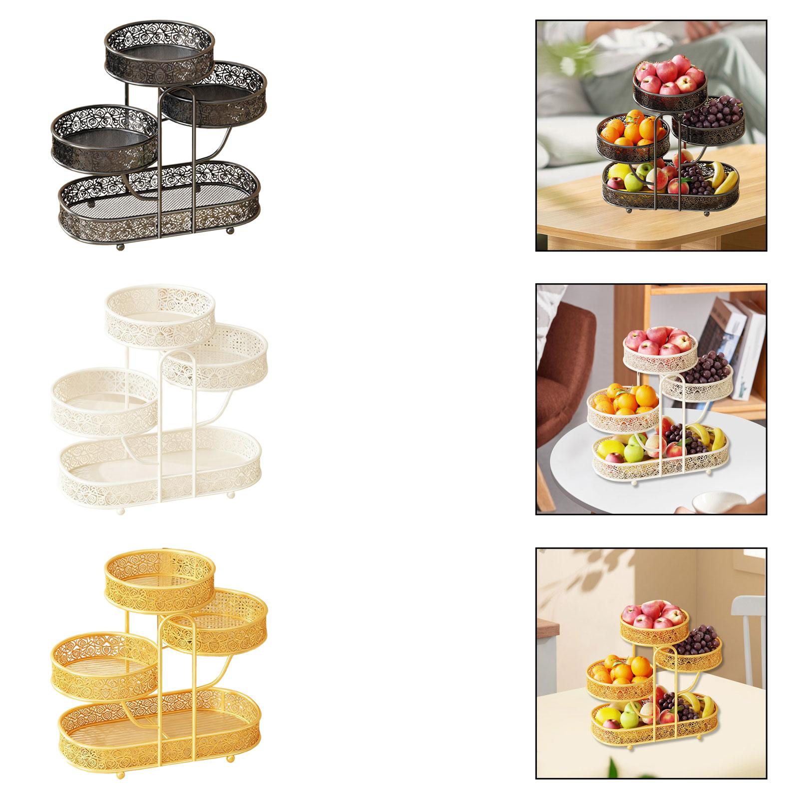 ตะกร้าผลไม้แบบตั้งโต๊ะ 4 ชั้น  - Food Snacks With Iron บทวิจารณ์และราคา