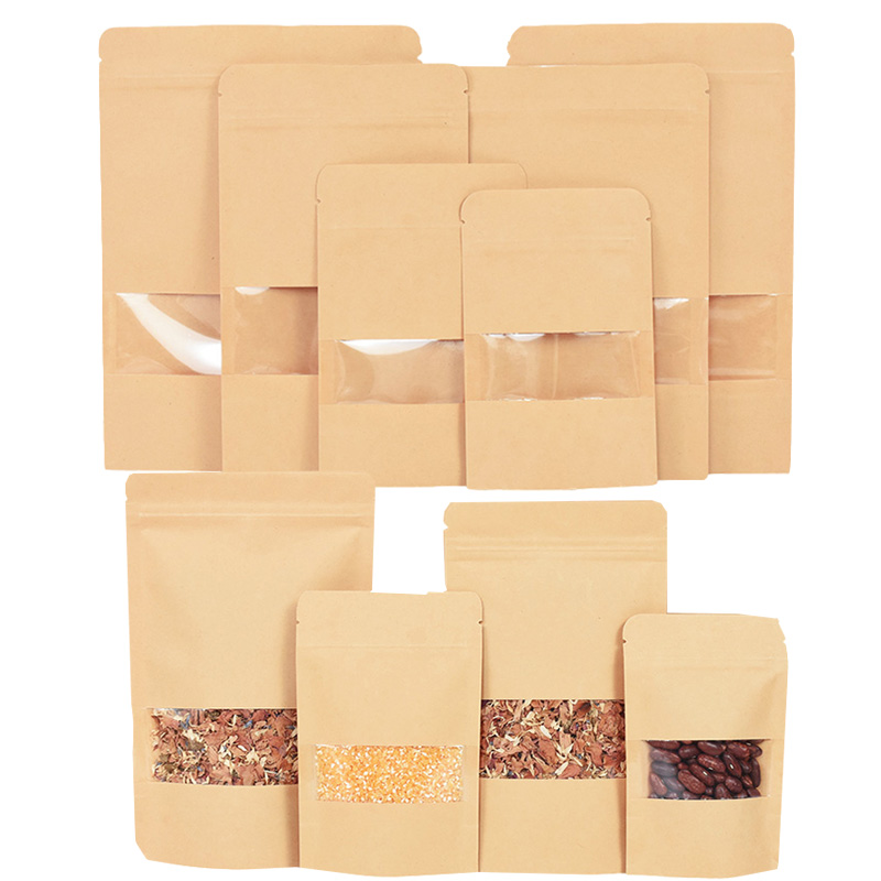 20/50pcs กระดาษคราฟท์ซิปล็อคถุ - Food Snacks For School บทวิจารณ์และราคา