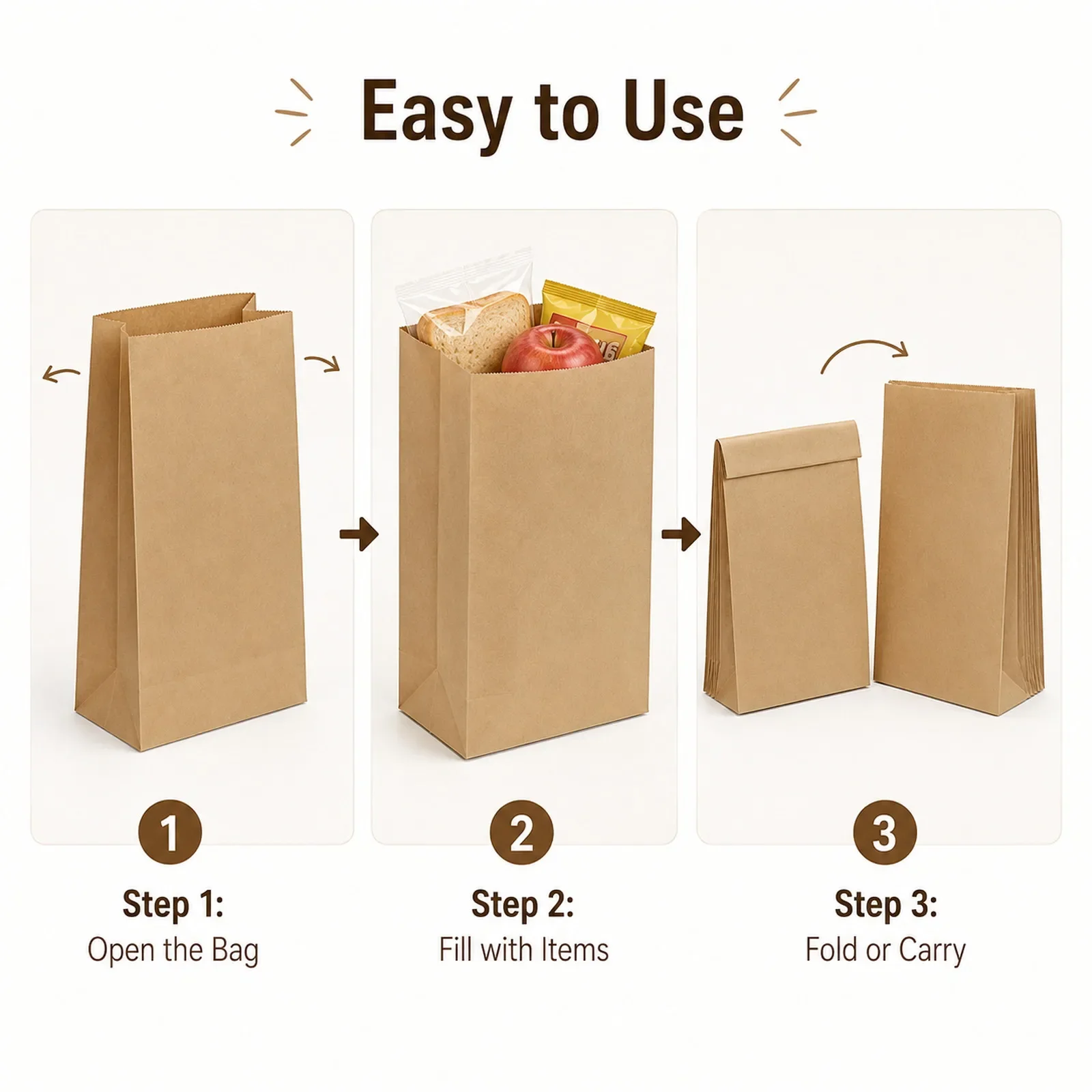 ถุงกระดาษคราฟท์สีน้ำตาลขนาดเล็ - Food Snacks For School บทวิจารณ์และราคา