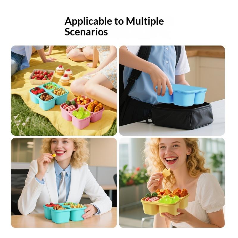 กล่องขนมซิลิโคน: เกรดอาหาร 4 ช - Food Snacks For School บทวิจารณ์และราคา