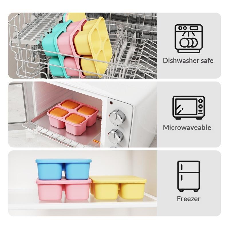 กล่องขนมซิลิโคน: เกรดอาหาร 4 ช - Food Snacks For School บทวิจารณ์และราคา