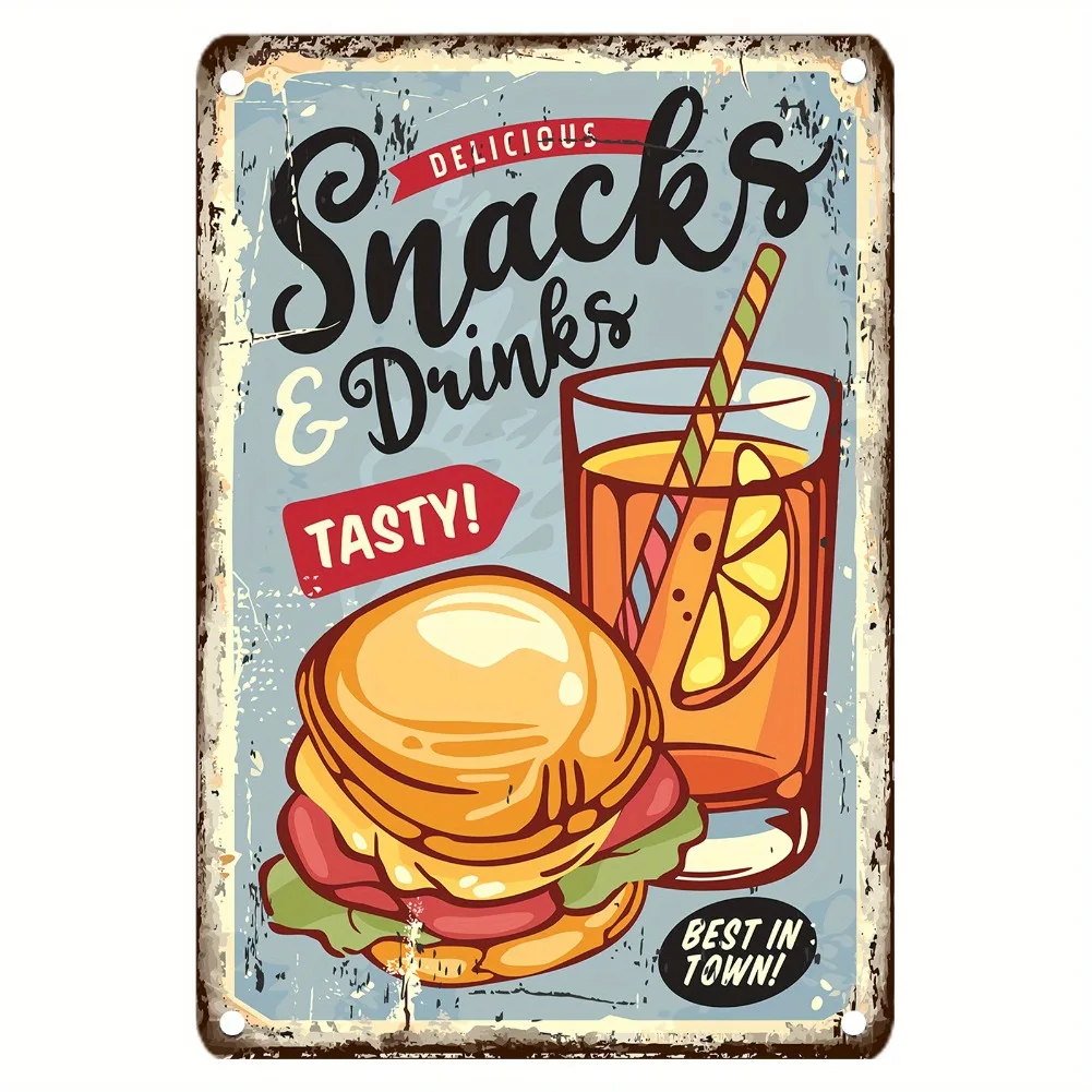 ป้ายโลหะวินเทจลายอาหาร ขนาด 12 - Food Snacks With Iron บทวิจารณ์และราคา
